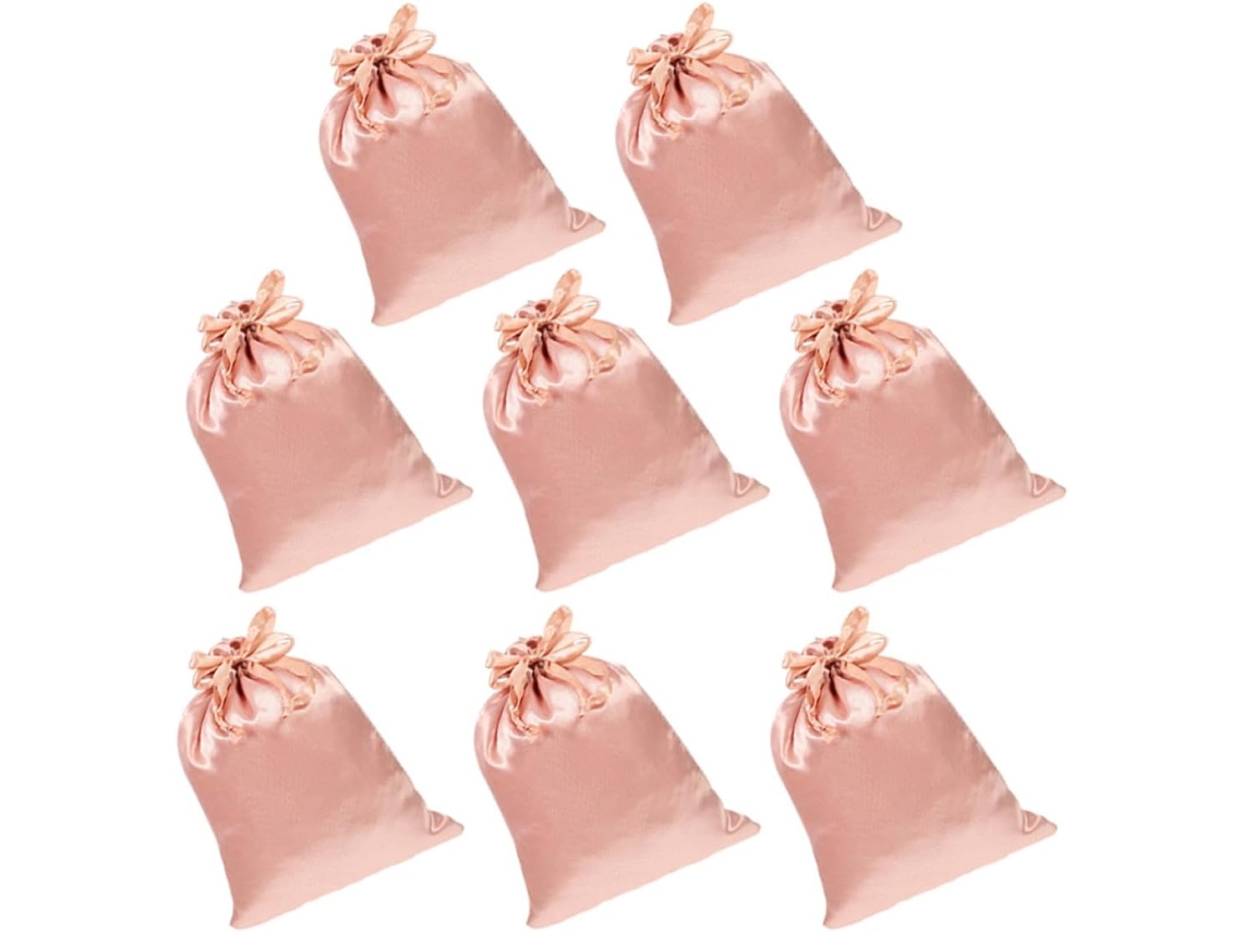 Paquete 8 Bolsitas Satén Cordón Ajustable 10x15 Almacenamiento Versátil Portátil Joyas Accesorios Cabello