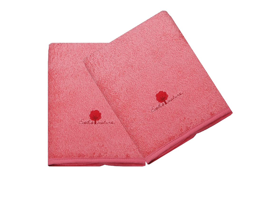 Juego de 2 Toallas de Baño EVEIL ET NATURE  (50 x 90 cm - 100% Algodón - Coral)