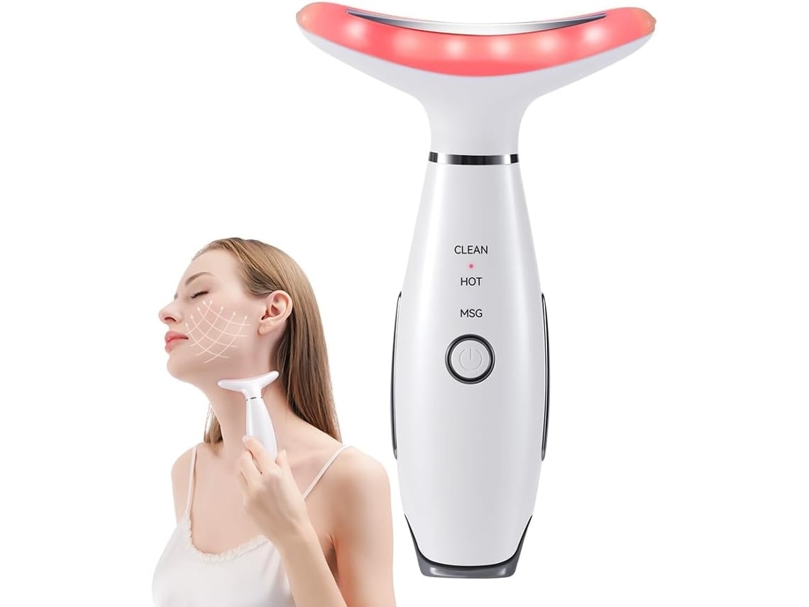 Masajeador facial de cuello Masajeador facial de papada 3 modos Herramienta de escultura facial de vibración blanca YEMAESRE