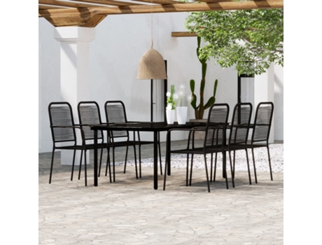 Conjunto 7 de comedor de jardín VIDAXL negro
