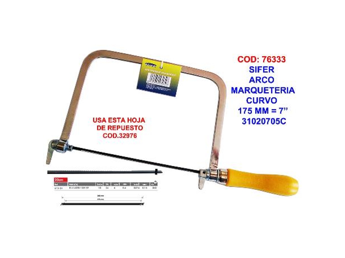 Sifer arco marqueteria 175 mm curvo 7   31020705c