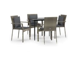 Maison Exclusive - Set Comedor Jardín 5 Pzas Y Cojines Ratán Sintético Negro Gris