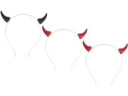 Nuobesty Set De 3 Diademas Con Cuernos De Diablo Para Halloween, Pinzas Para El Cabello Y Accesorios