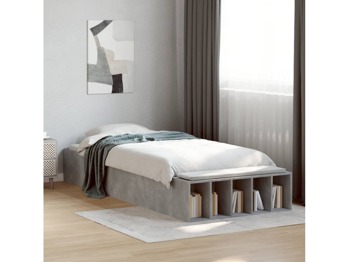 Estructura De Cama Madera De Ingeniería Gris Hormigón 100x200cm