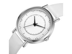 Reloj De Pulsera De Cuarzo Informal Y Moderno Con Correa De Pu Blanca Y Plateada.