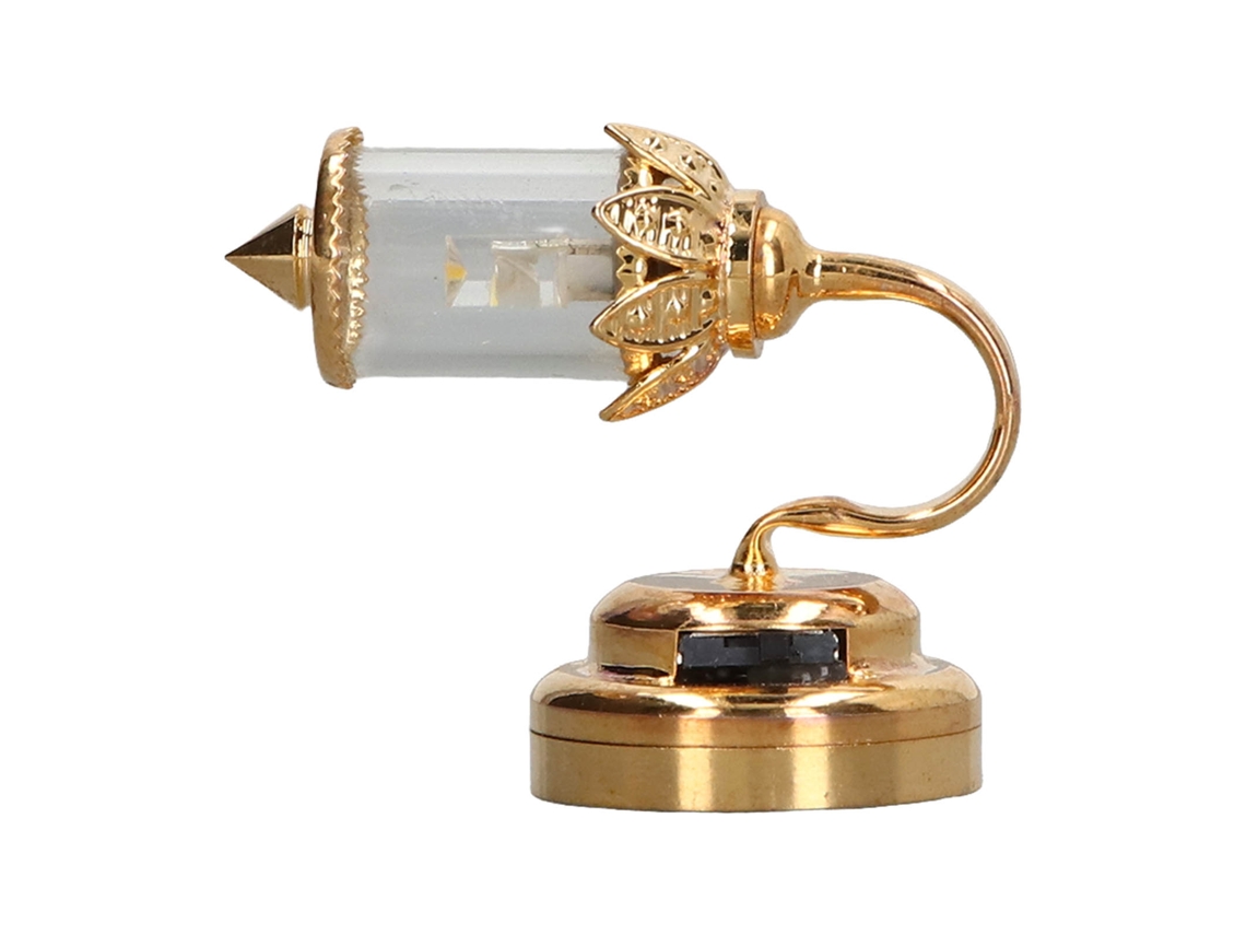 Lámpara En Miniatura Para Casa De Muñecas Escala 1:12 Con Pantalla De Metal Dorado Transparente.