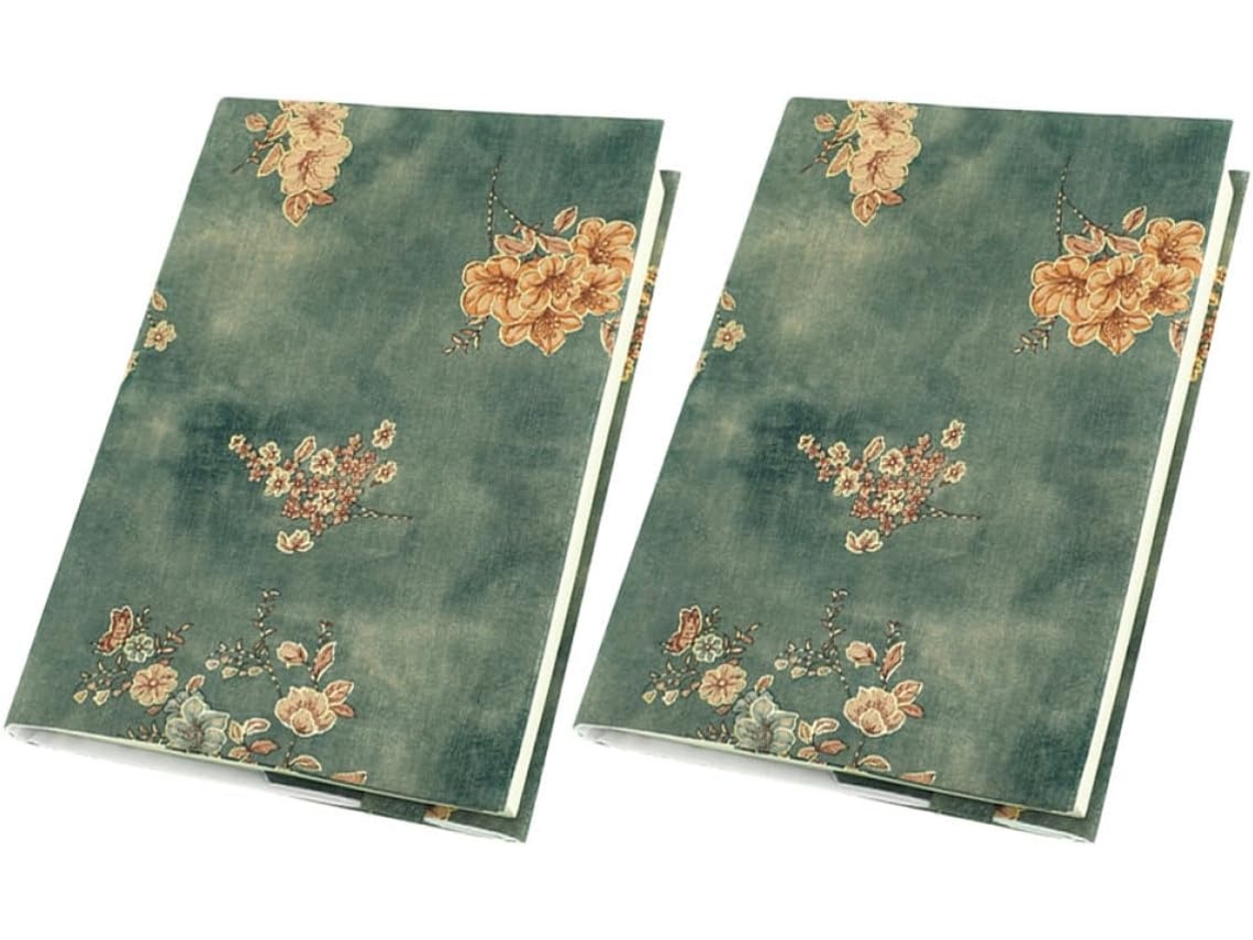 Juego de 2 fundas para libros en tela imitación seda dorada, tamaño A5 ajustable. SFUSHOS