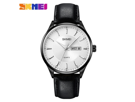 Relojes para Hombres Reloj de Cuarzo analógico de Cuero Relojes de Pulsera Impermeables con Fecha de día-Esfera Plateada de Concha Negra LUUCOZK