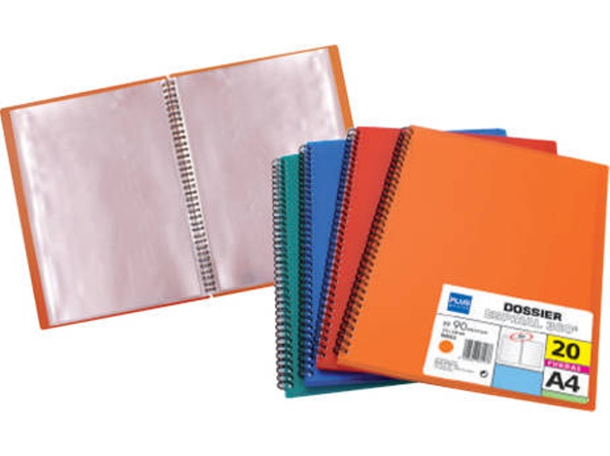 Carpeta Portfolio PLUS Espiral (Azul - 20 Bolsas - Polipropileno - A4)