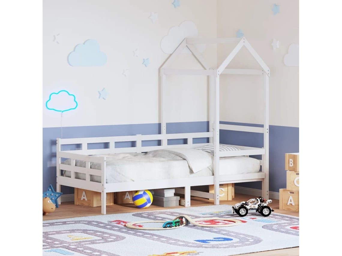 Sofá Cama Madera Maciza De Pino Blanco 80x200 Cm