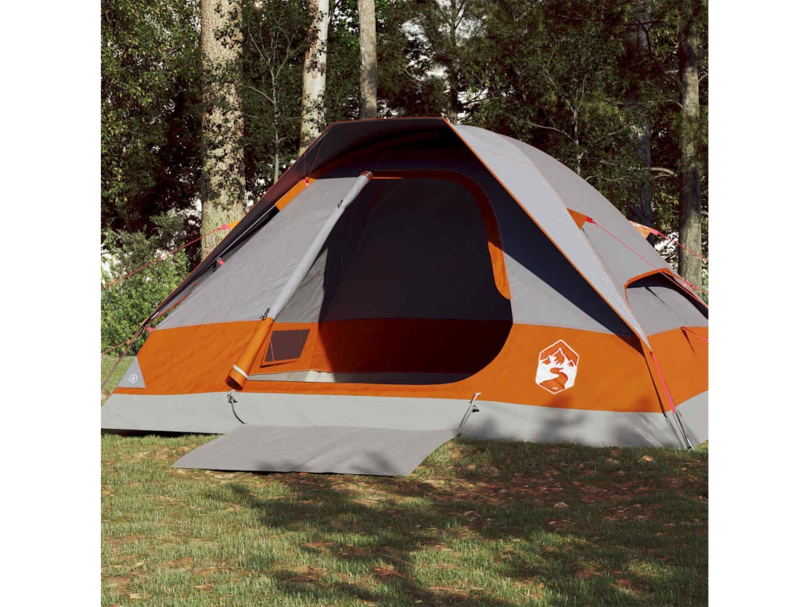 Tienda de campaña tipo domo impermeable para 4 personas, gris/naranja