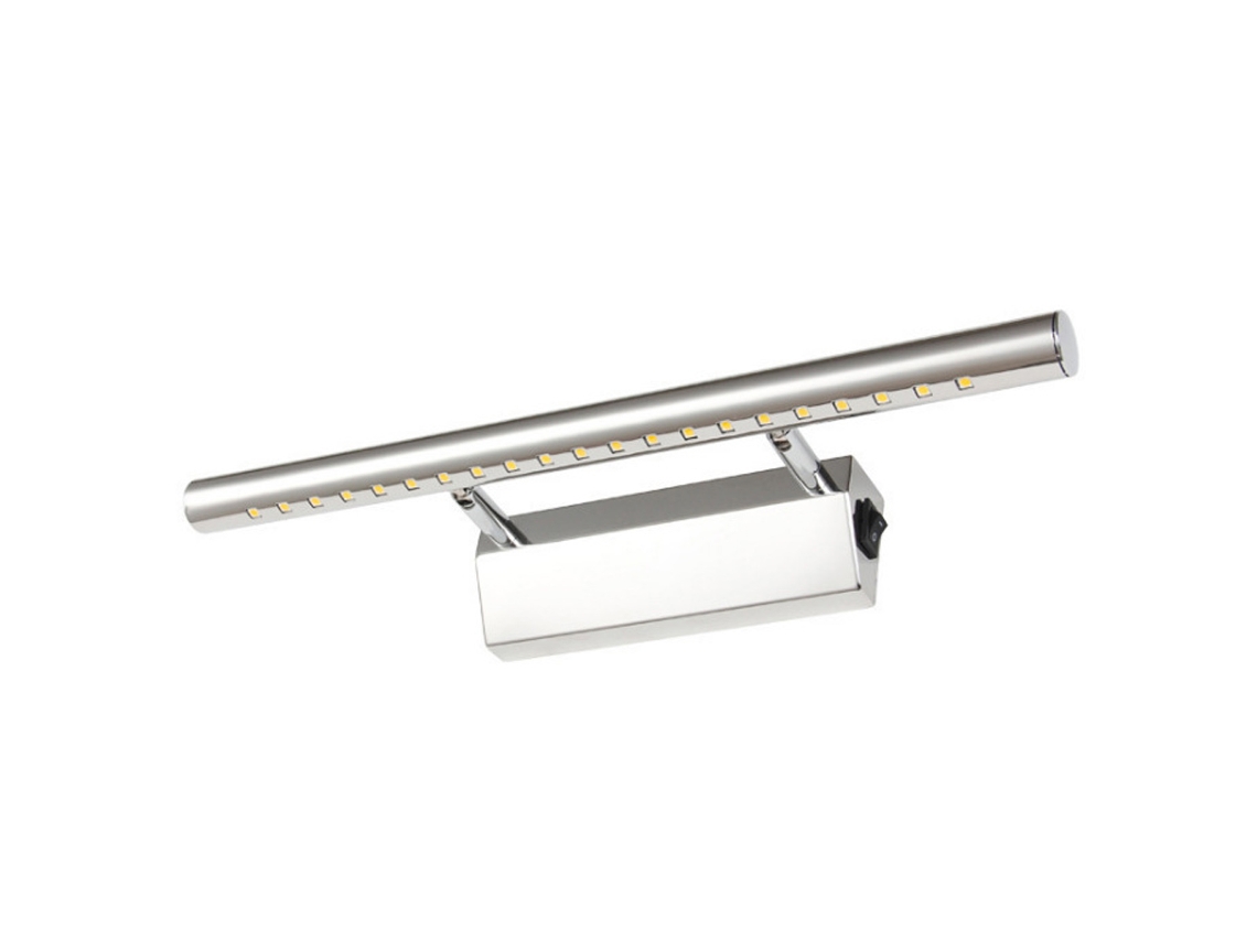 Aplique de pared LED para espejo de baño de 5 W, resistente al agua IP44, con interruptor, ajustable a 180°, de acero inoxidable, para mueble de baño.