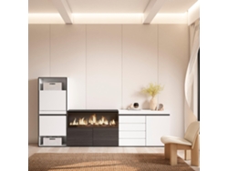 Zapatero, 274x145x35 cm, Dormitorio, habitación, Chimenea eléctrica XXL, Cómoda, Cajonera, Blanco SKRAUT HOME