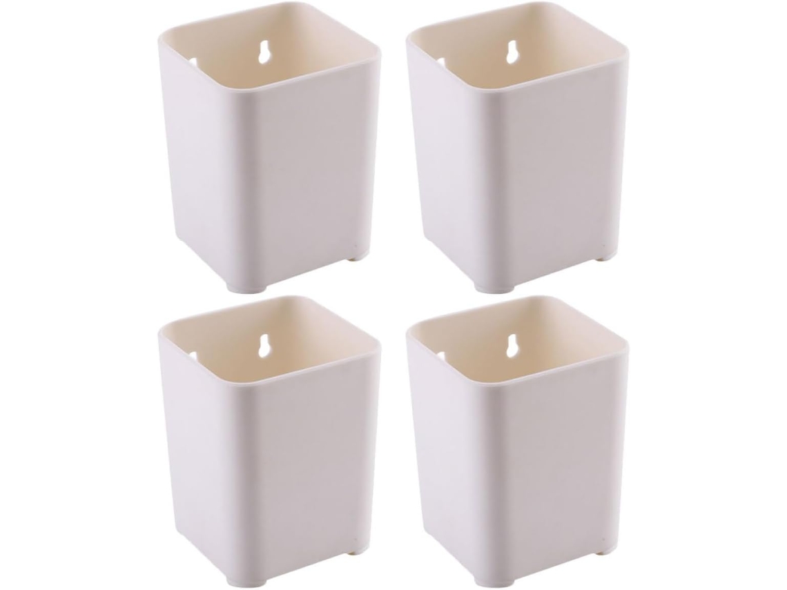 Organizador De Papelería De Plástico Beige De 4 Piezas Para Montaje En Pared, Ideal Para La Oficina.