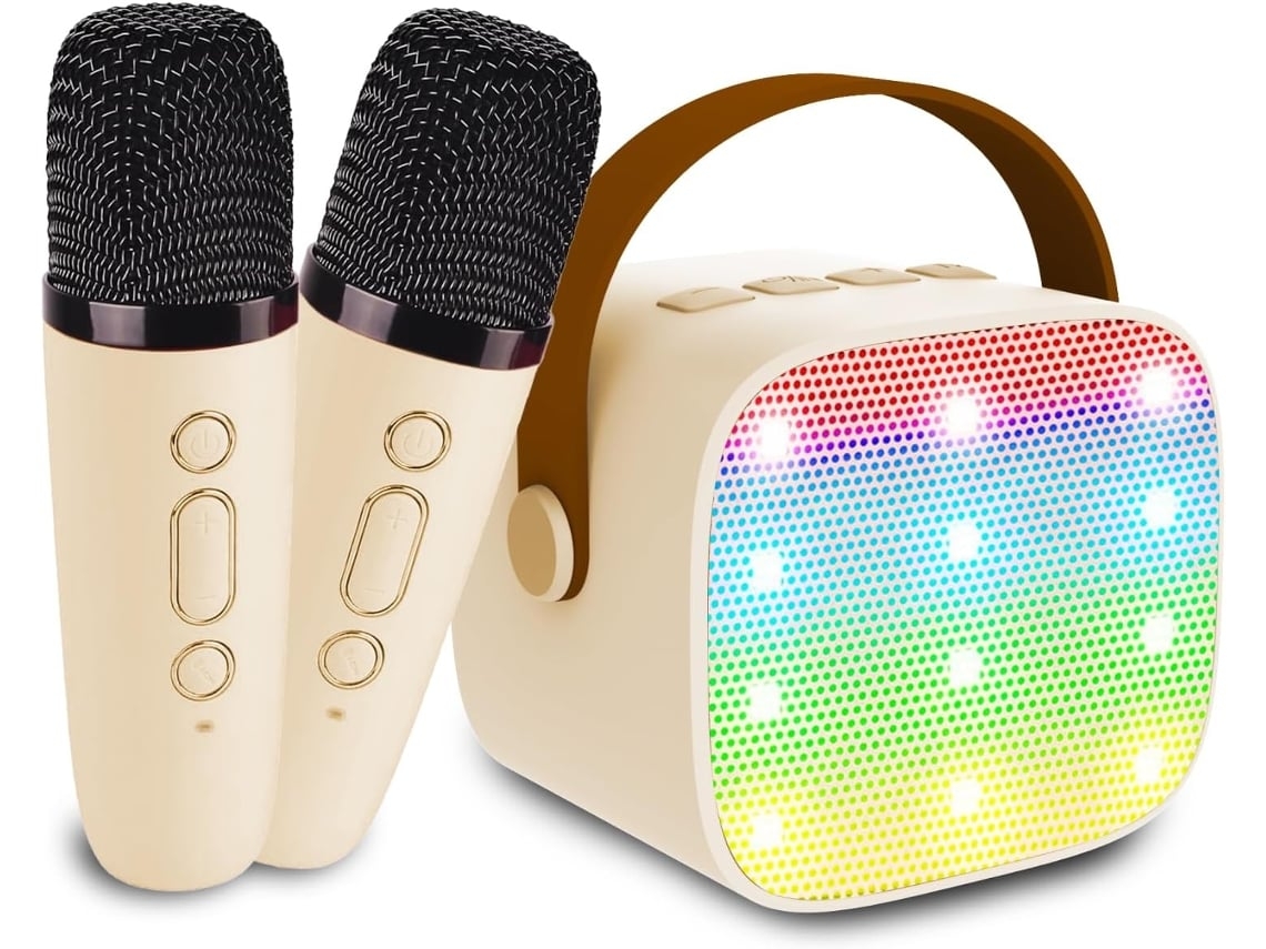 Mini máquina de karaoke para niños y adultos, altavoz Bluetooth con 2 micrófonos inalámbricos, regalo perfecto para niños y niñas Gusshious