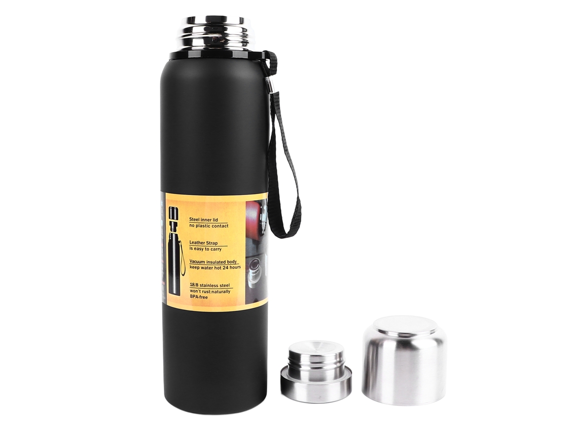 Botella De Agua De Acero Inoxidable Con Aislamiento Al Vacío, 1 Litro, A Prueba De Fugas, Para Deportes Al Aire Libre, Viajes Y Uso En El Coche.