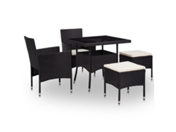 Juego de comedor de exterior de 2 piezas, mimbre, vidrio negro, Dkd Home Decor