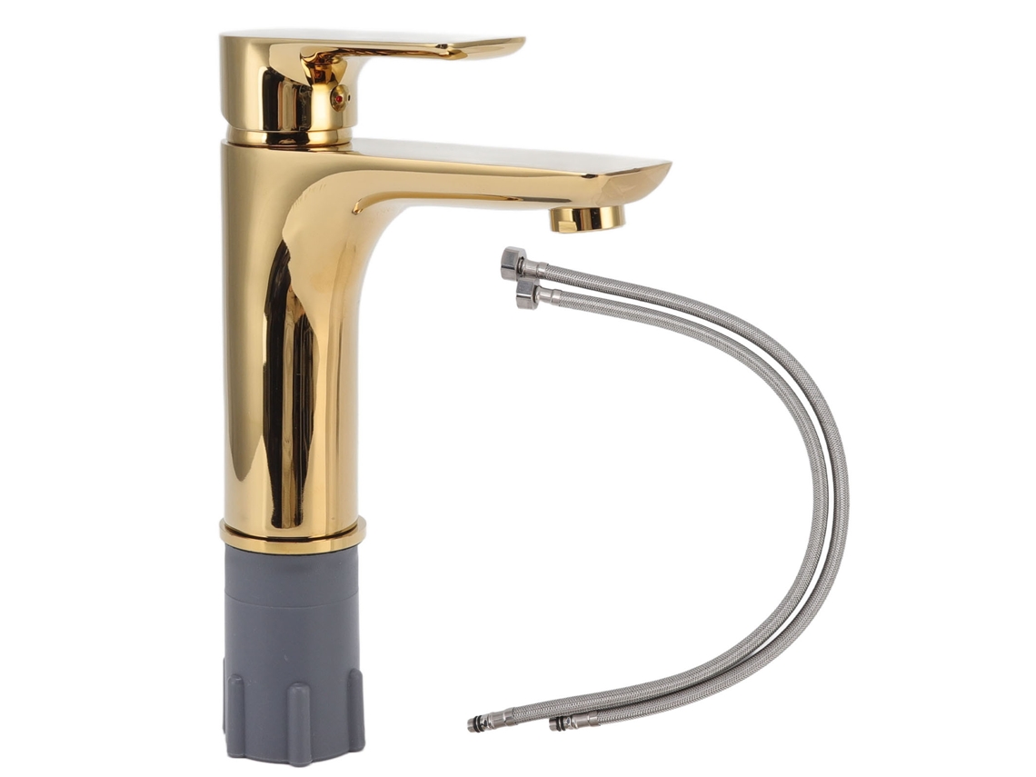 Grifo mezclador para baño, grueso, hecho a mano, acabado en bronce dorado cepillado