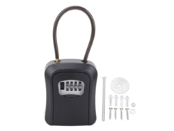 Caja De Llaves Impermeable Con Cerradura De Combinación De 4 Dígitos Para Montaje En Pared Y Puerta - Negra
