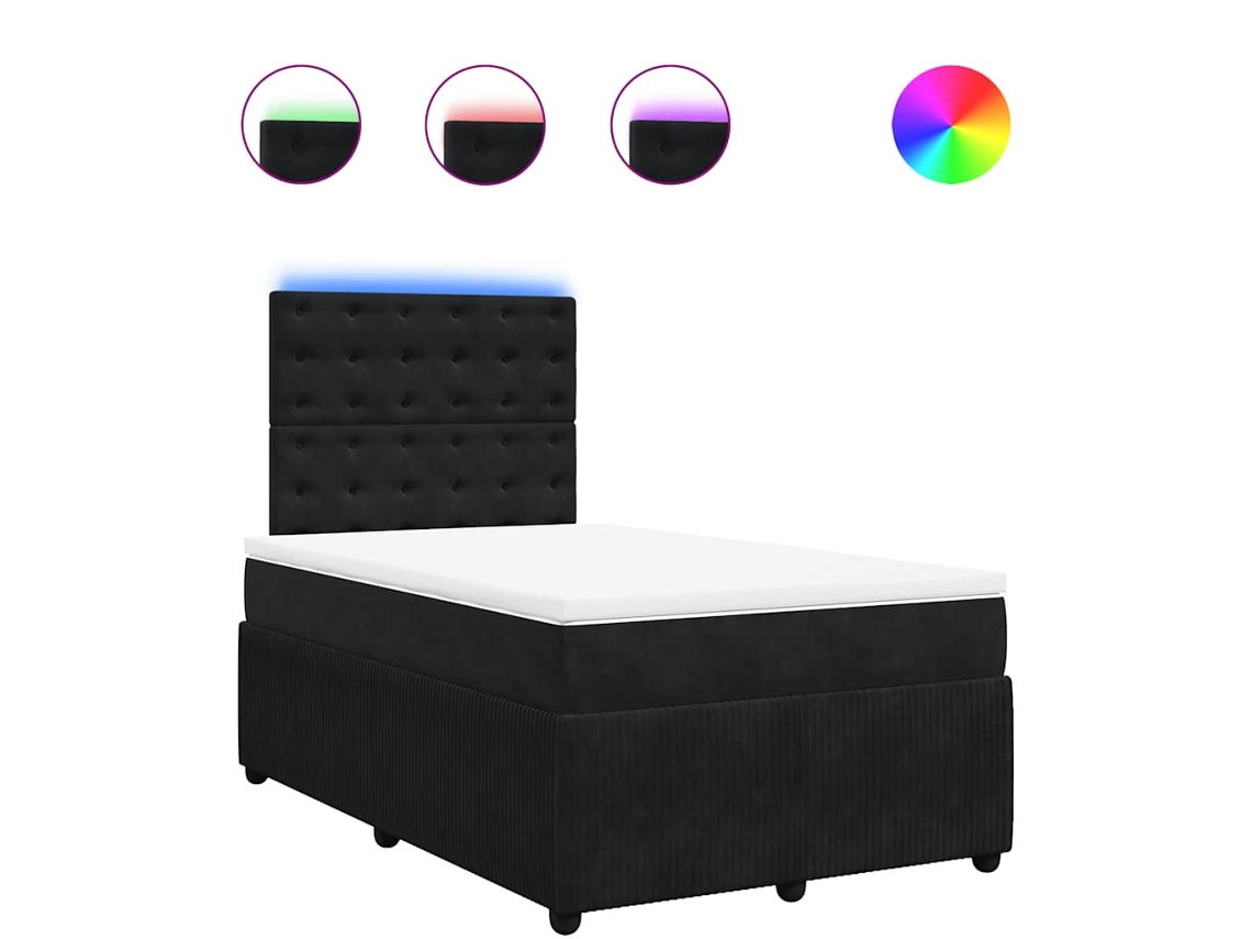 Cama Boxspring VIDAXL Negro Terciopelo (120x200 cm)