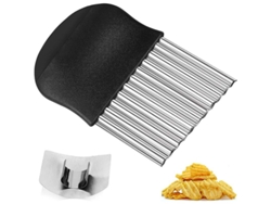 Cortador de patatas de acero inoxidable 2026 con protector de dedos para hacer patatas fritas y verduras onduladas.