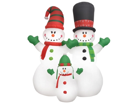Figuras Decorativas MAISON EXCLUSIVE Familia de Muñecos de Nieve Inflables de Navidad con Luces LED IP44