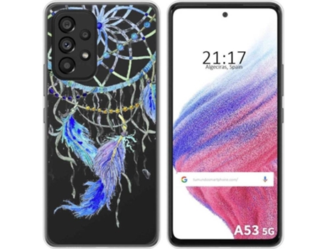 Carcasa para Samsung Galaxy A53 5G TUMUNDOSMARTPHONE Dibujos Transparente Plumas Multicolor