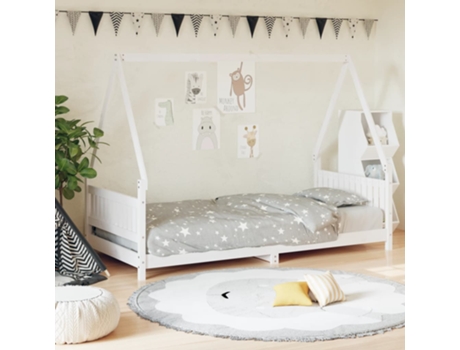 Estructura De Cama Infantil VIDAXL Blanco Madera (90x190 cm)