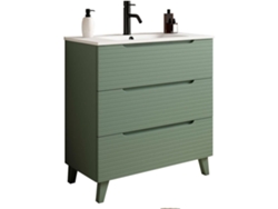 Mueble de baño con Lavabo BOREAL 80x45 cm acabado Verde Lago mate 3 cajones con patas
