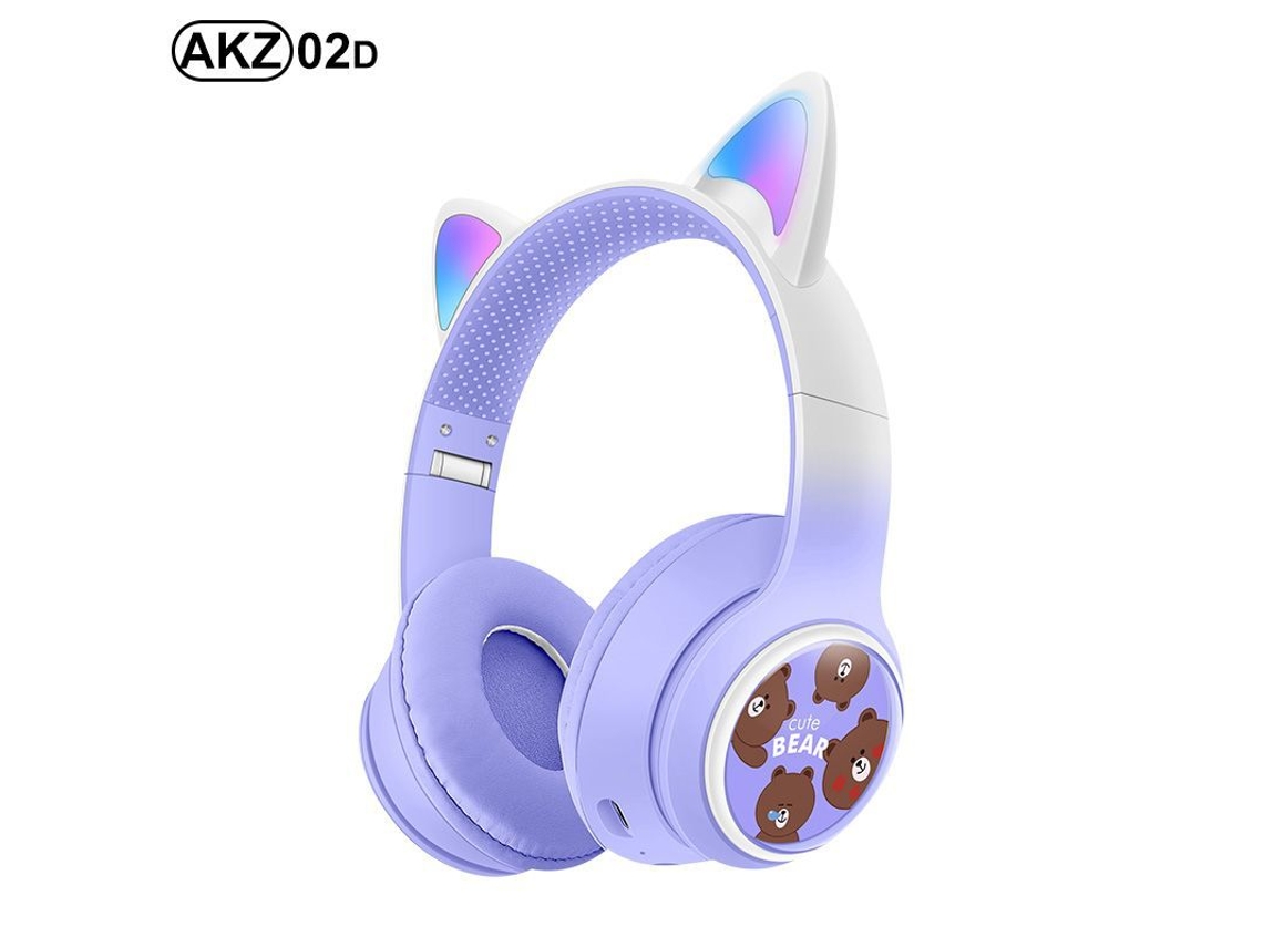 Auriculares supraaurales Bluetooth 5.3 compatibles con función de llamada AKZ02D morado Hexinyigjly