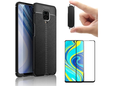 Carcasa, Protector y Soporte Xiaomi Redmi Note 9 Pro Rugged Leather Negro