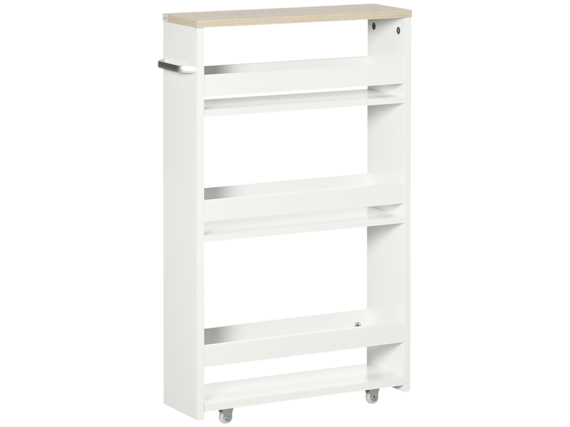 Carrinho Organizador Banheiro 3 Prateleiras Rodízios Espaços Estreitos Branco 50x13x67,5