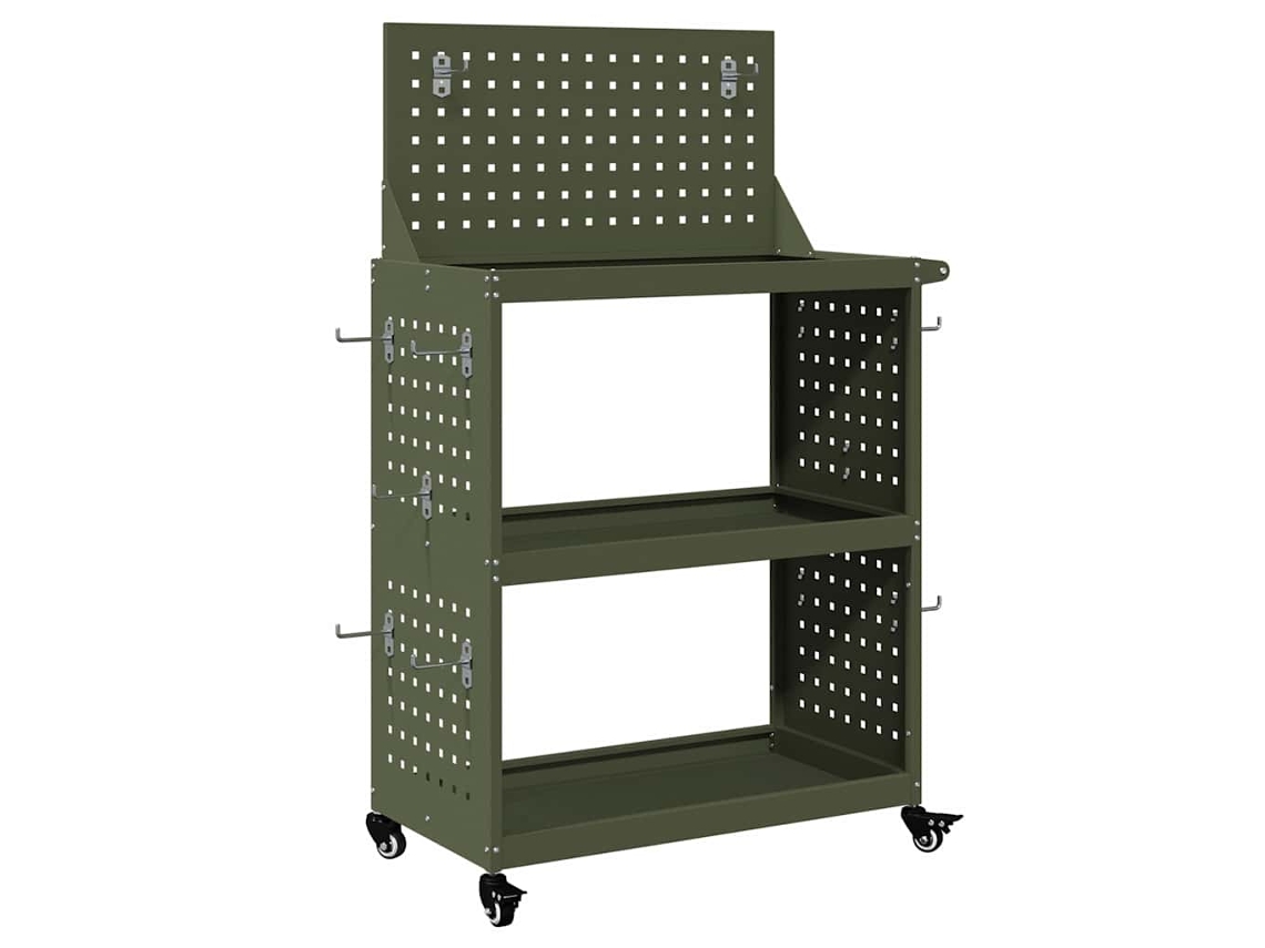 Maison Exclusive - Carro De Herramientas Con Estante Verde Oliva 65 X 35 X 111 Cm