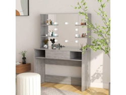 Tocador | Mesa De Vestidor De Maquillaje Luces Led Mdf Gris Hormigón 100x40x135 Cm