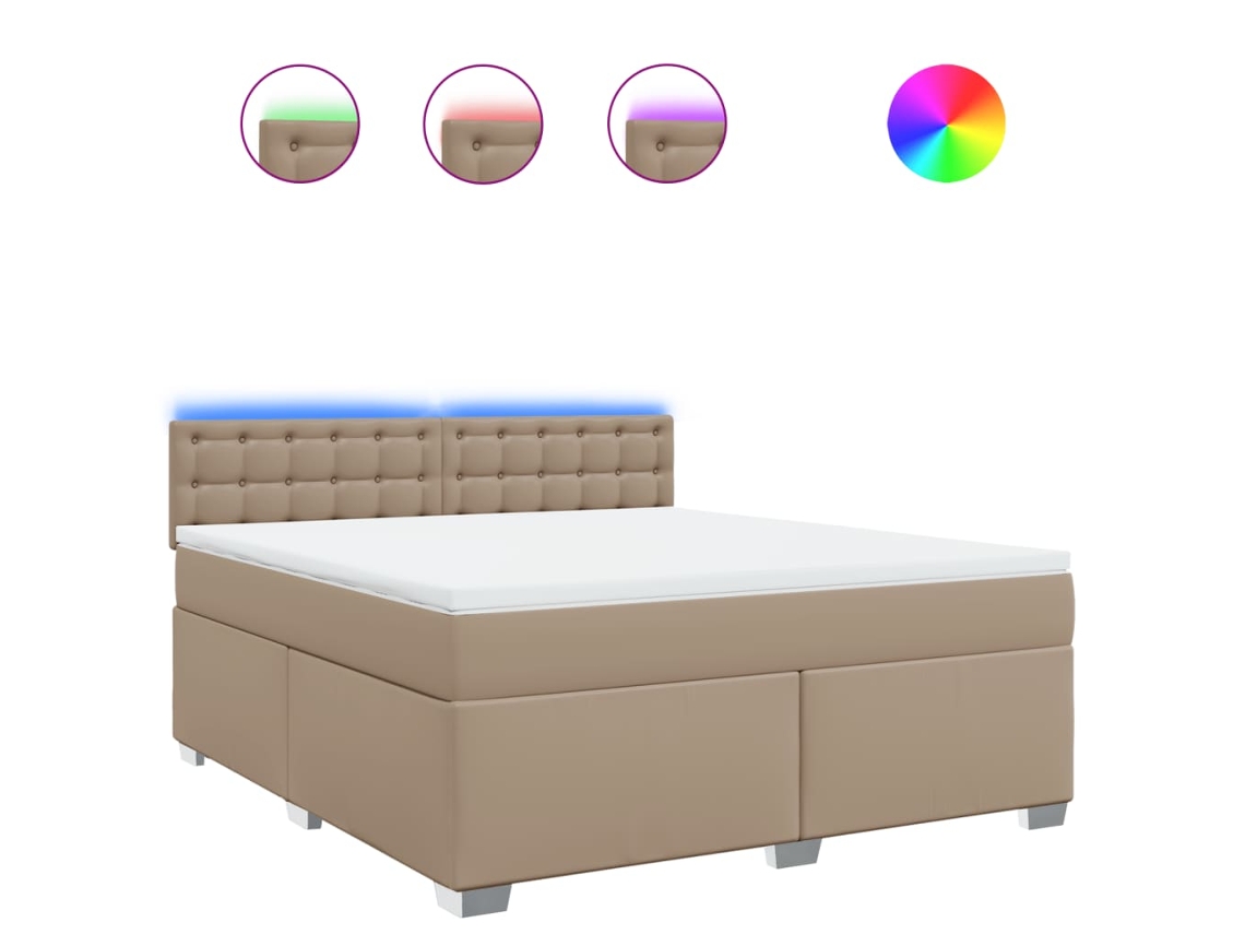 Maison Exclusive - Cama Box Spring Con Colchón Cuero Sintético Capuchino 180x200cm