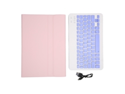 Mini teclado inalámbrico de 11 pulgadas, resistente al agua, ultrafino, silencioso, para iPad 5 Pro 5, color rosa, con funda de cuero.