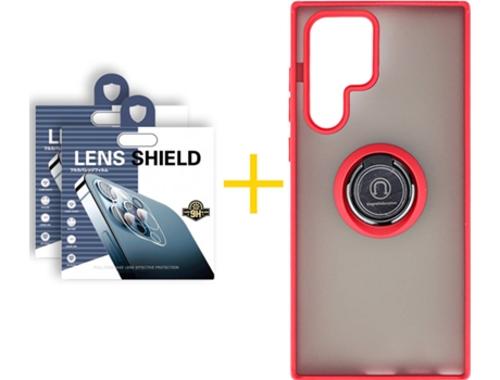 Carcasa + 2 Protectores de Cámara para Samsung Galaxy S22 Ultra 5G SKYHE Rojo