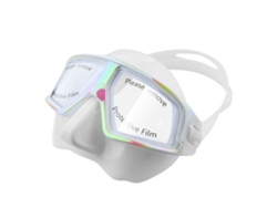 Máscara de buceo Hexinyigjly con visión de 180°, antivaho e impermeable, color blanco iridiscente.