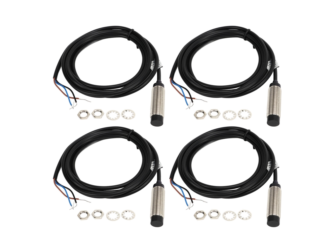 Juego De 4 Sensores De Proximidad Inductivos, 12 Mm, Sonda Npn, 3 Cables, Normalmente Abierto (no), 6-36 V Cc, Ip67