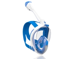Máscara de snorkel de cara completa con soporte para cámara para niños de 13 a 18 años (talla S/M), color blanco y azul marino