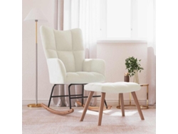 Mecedora de terciopelo blanco con taburete de Lovely Home