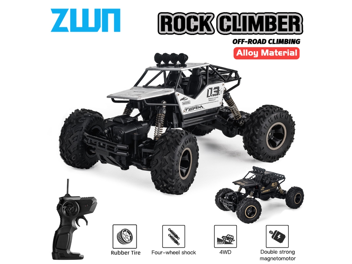Coche RC 116 4WD con LED, Buggy todoterreno, aleación, control remoto, juguete para niños, negro Aeuzwr