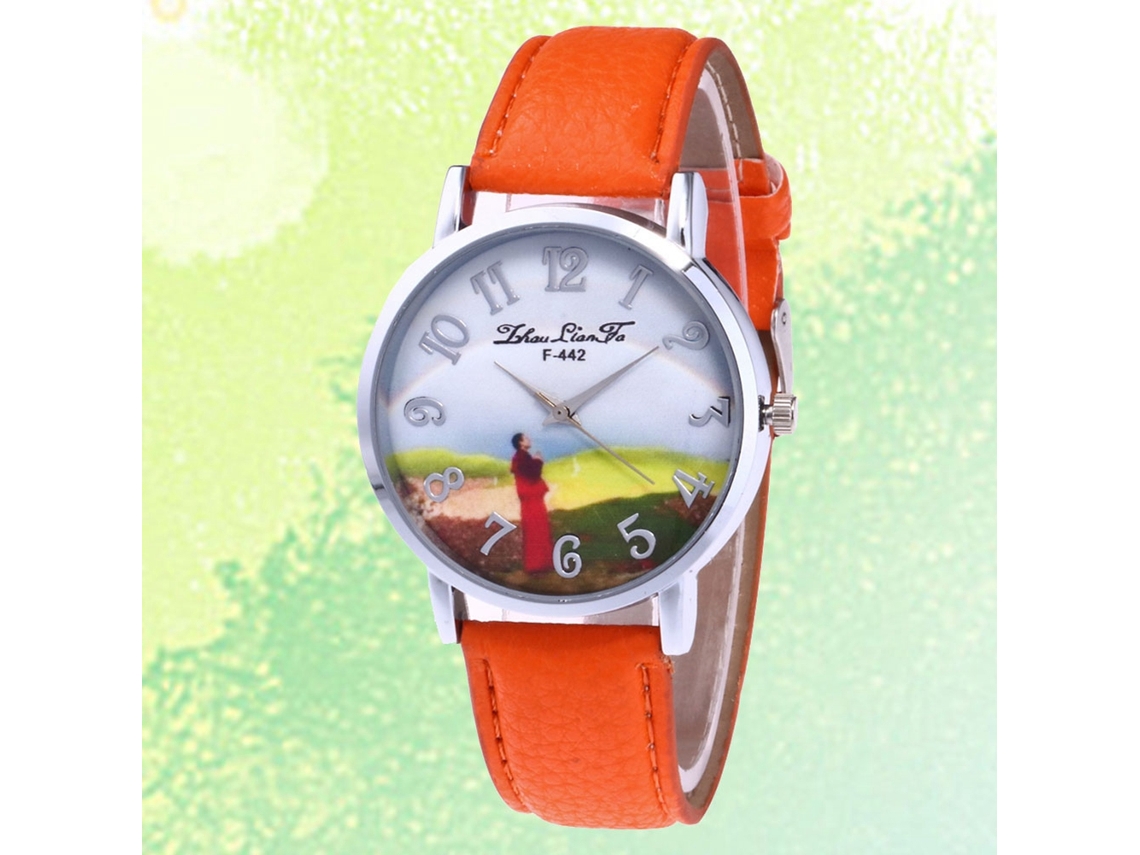Relógio De Pulso De Quartzo Zhoulianfa Com Pulseira De Couro Pu Padrão Nebulosa Estilo Casual Branco Unissex