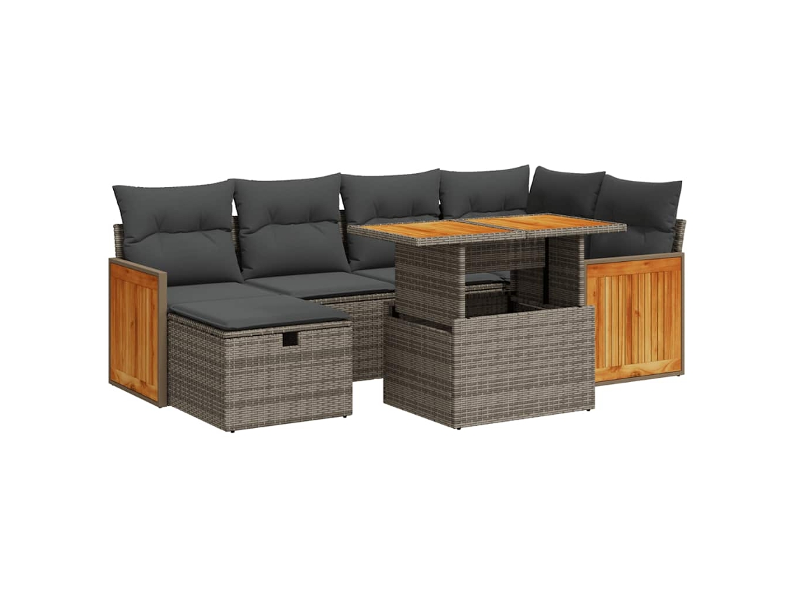Conjunto 8 De Sofá De Jardín VIDAXL Gris Poli Ratán