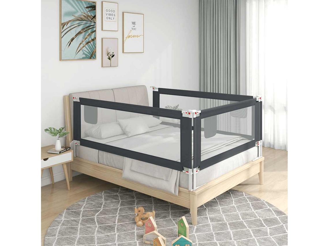 Barra de seguridad para cama infantil, 140 x 25 cm, tela gris oscuro, DKD HOME DECOR