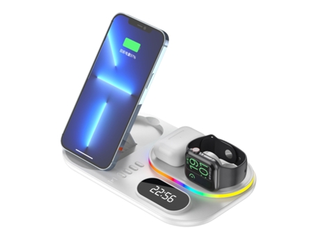Estación de Carga Sem Relógio Luz Noturna Fast Qi para iPhone 13/12 YIZHOOD Blanco
