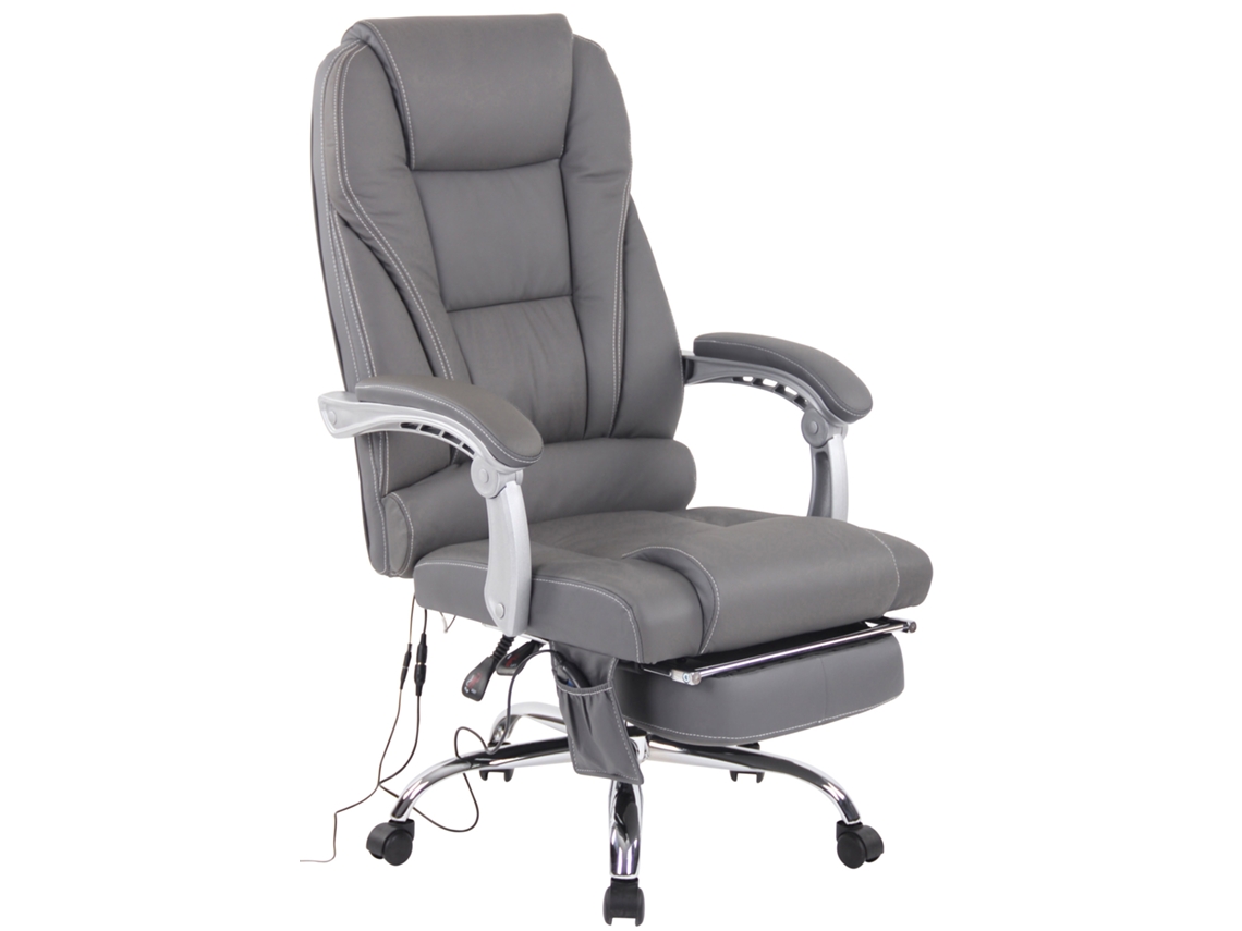 Silla de oficina Pacific de piel auténtica con función de masaje gris CLP