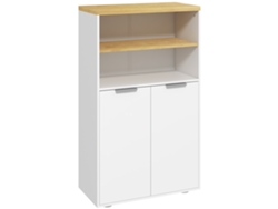 Mueble De Baño Con 2 Puertas Y 2 Compartimentos Abiertos, Dimensiones 60 Cm De Ancho X 30 Cm De Profundidad X 102 Cm De Alto, Color Blanco.
