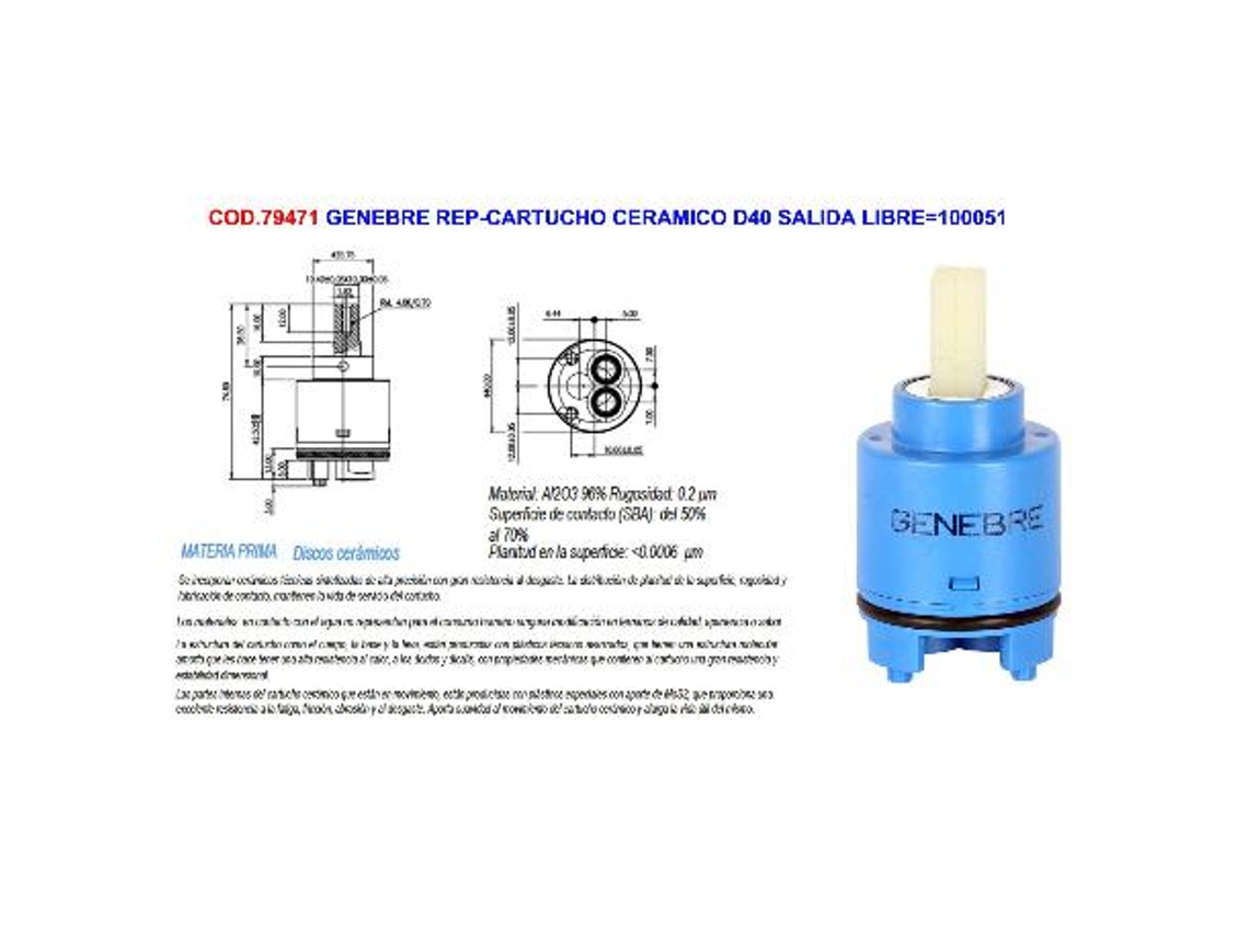 Genebre rep-cartucho ceramico d40 salida libre 100051