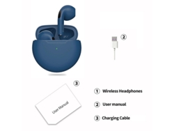 Auriculares Bluetooth (azules), Con Cancelación De Ruido Táctil, Estilo Semi-intraural.
